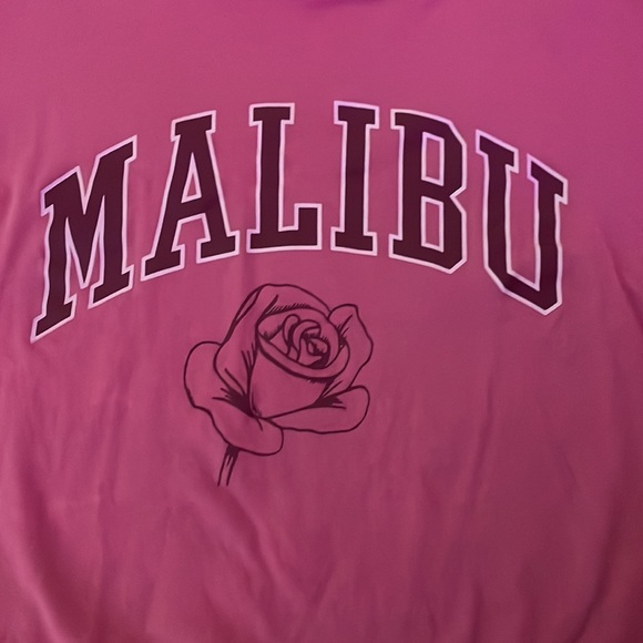 Got it from target , worn only twice! Cropped pink shirt with “Malibu” on it - Picture 3 of 3